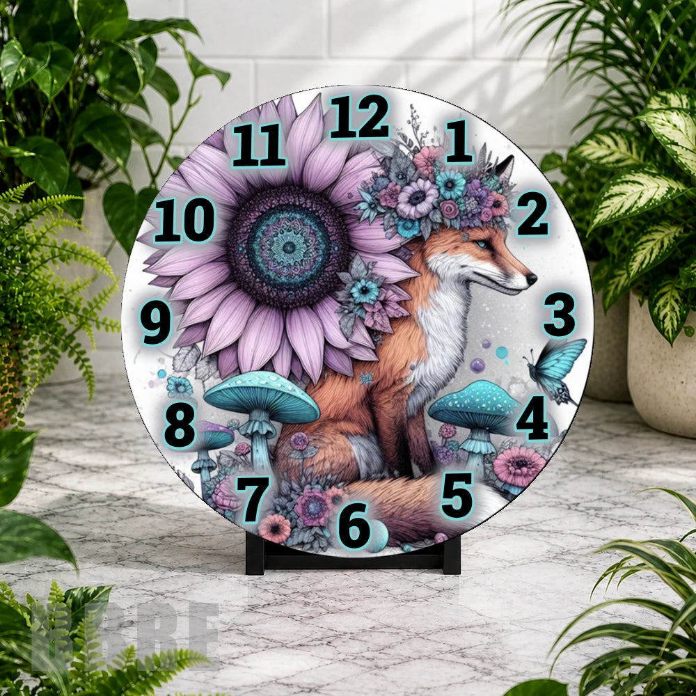 Floral Fox Clock Mockup,