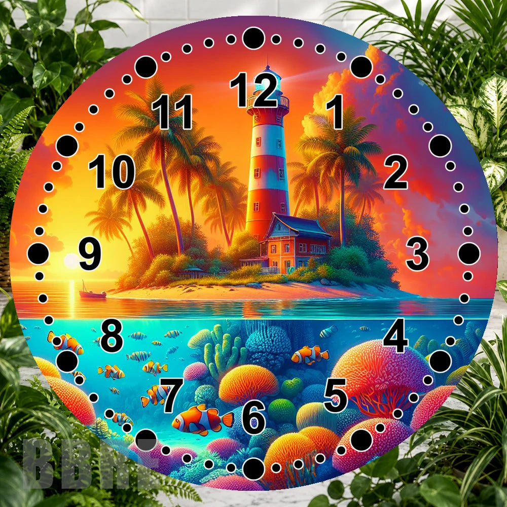 Lighthouse Paradise Clock Sublimation Wrap,