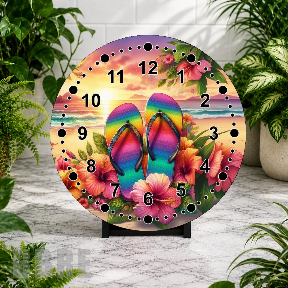 Tropical Flip Flops Clock Mockup,