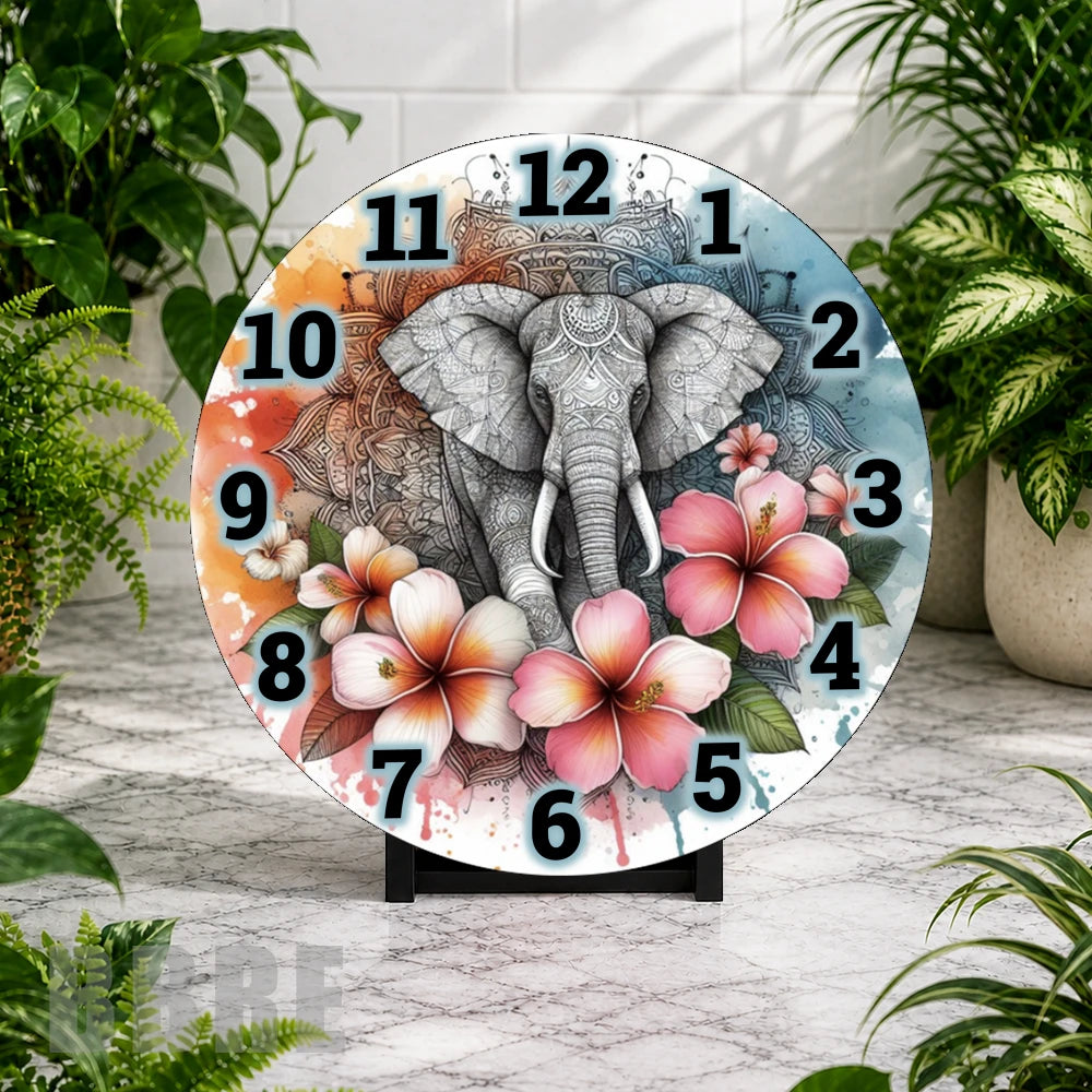 Elephant Floral Clock Mockup,
