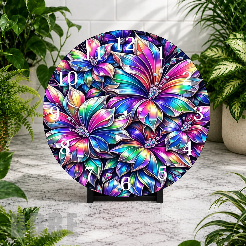 Floral Burst Clock Mockup,