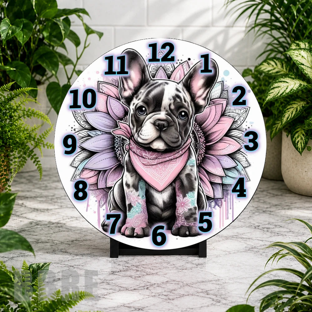 French Bulldog Clock Mockup,