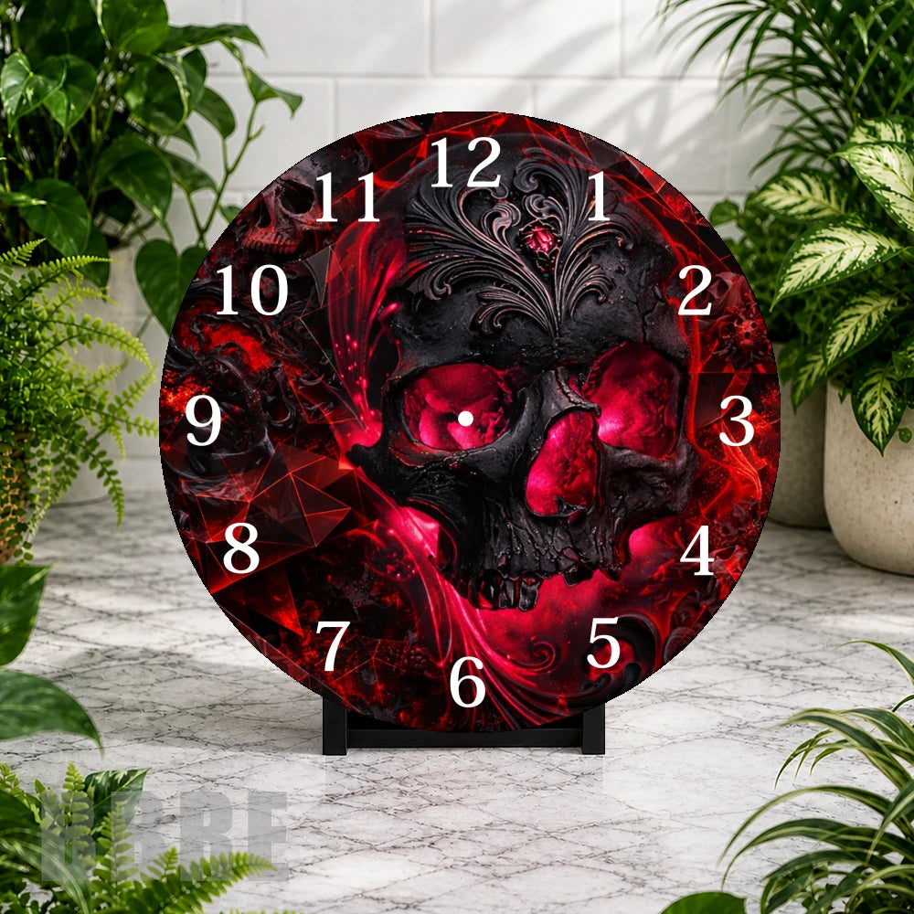 Crimson Skull Clock Mockup,