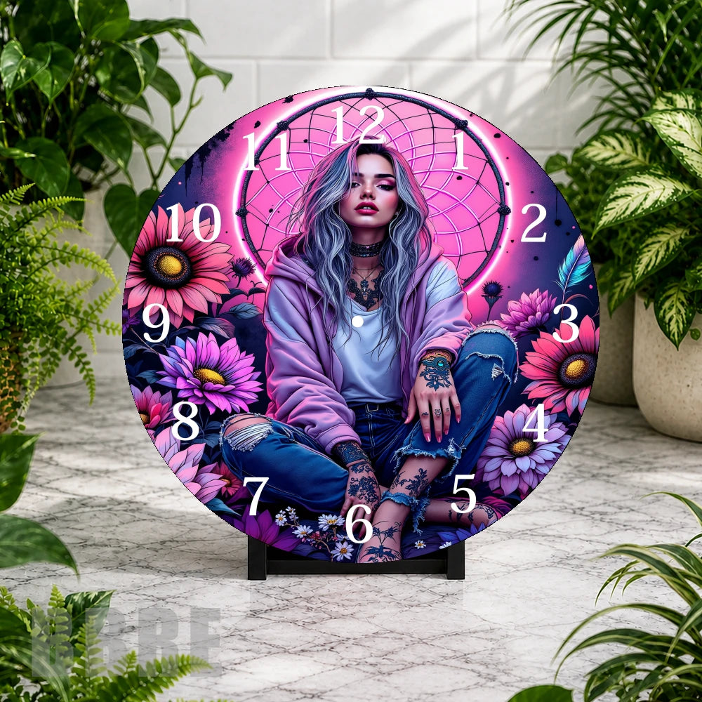 Dreamy Floral Clock Mockup,