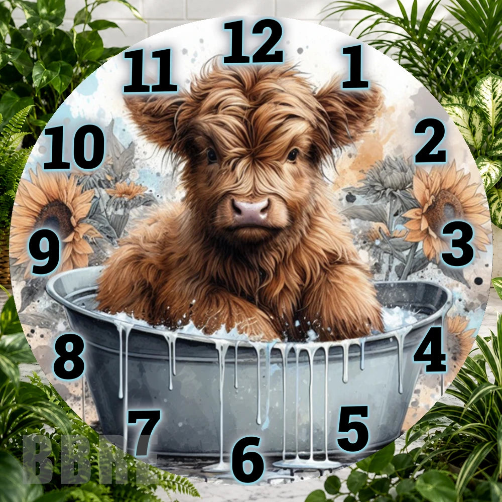 Highland Cow Clock Sublimation Wrap,