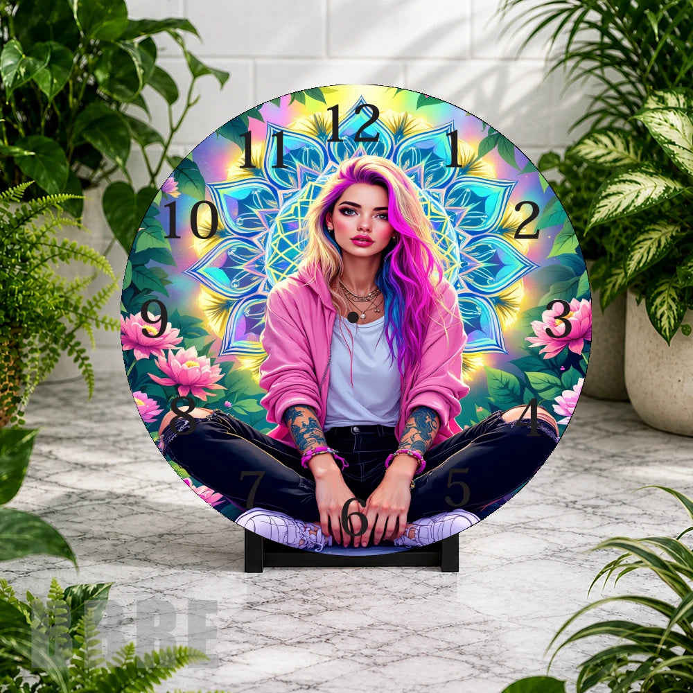 Colorful Mandala Clock Mockup,