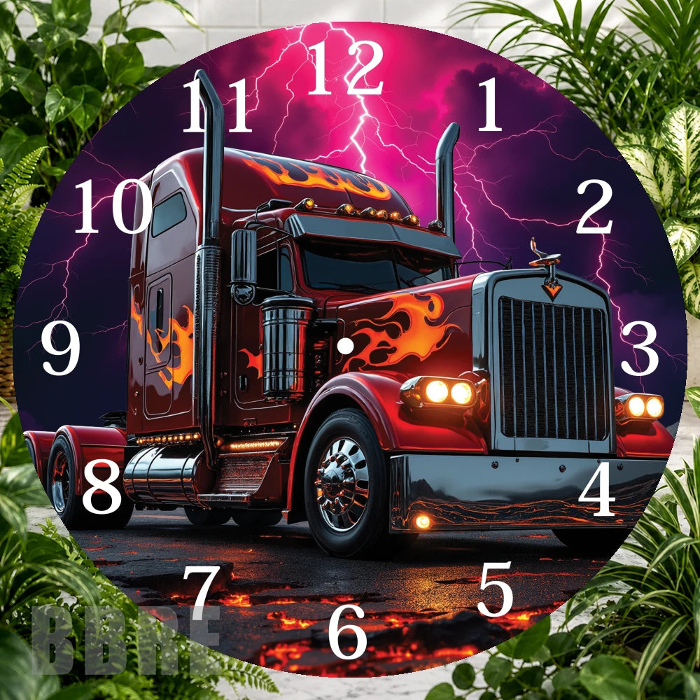 Flaming Truck Clock Sublimation Wrap,