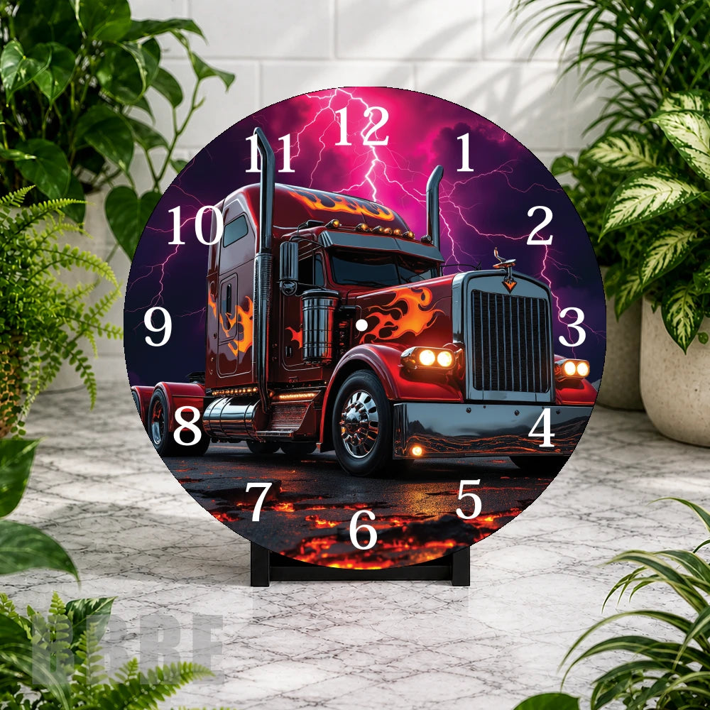 Flaming Truck Clock Mockup,