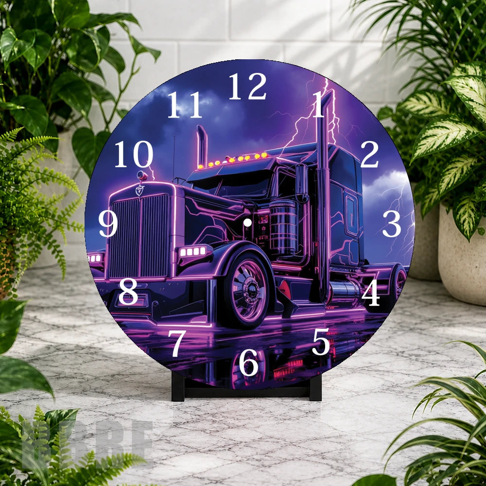 Neon Truck Clock Mockup,