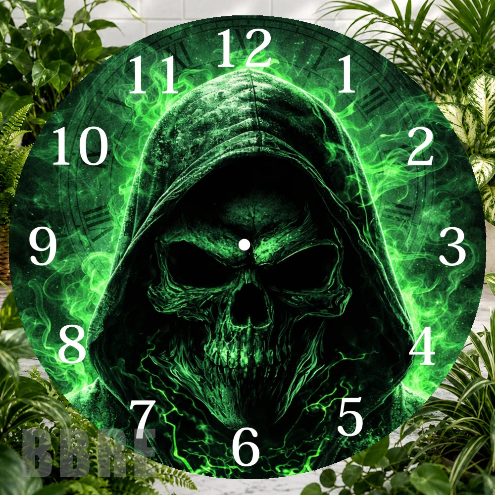 Green Skull 2 Clock Sublimation Wrap,