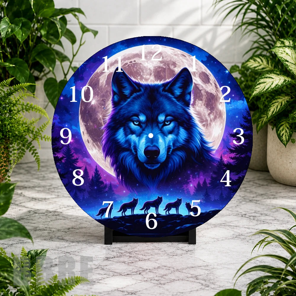 Moonlit Wolf Clock Mockup,