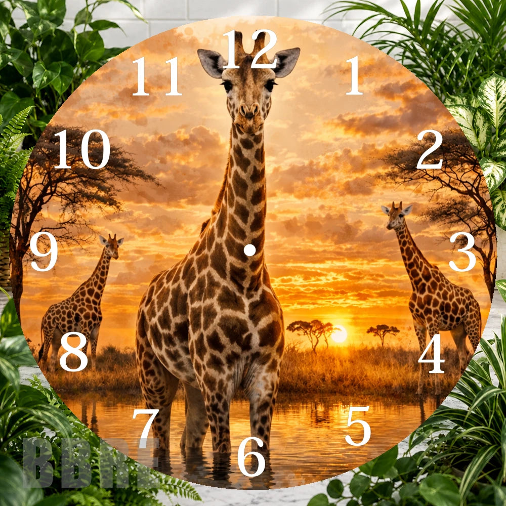 Giraffe Sunset Clock Sublimation Wrap,