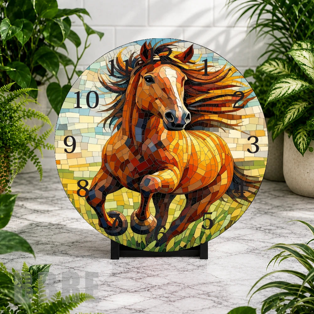 Mosaic Horse Clock Mockup,