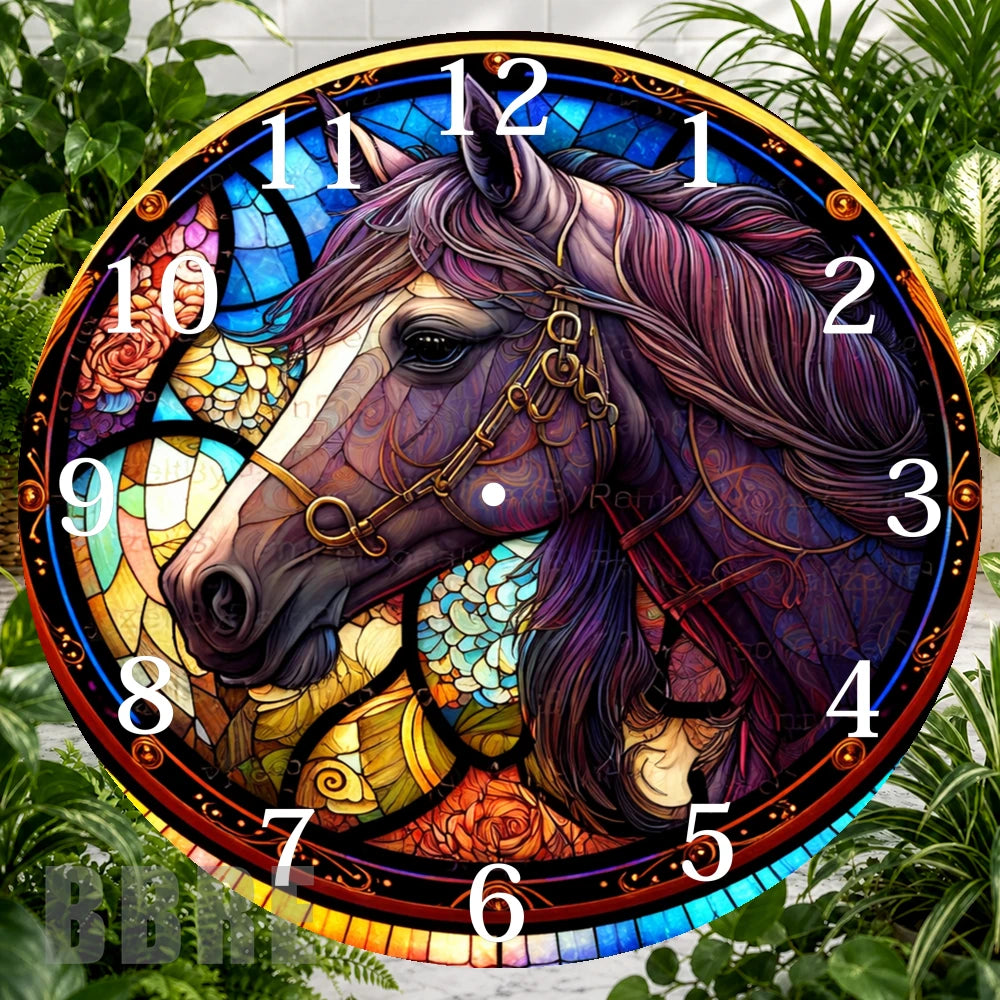 Stained Glass Horse Clock Sublimation Wrap,