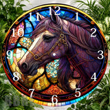 Stained Glass Horse Clock Sublimation Wrap,