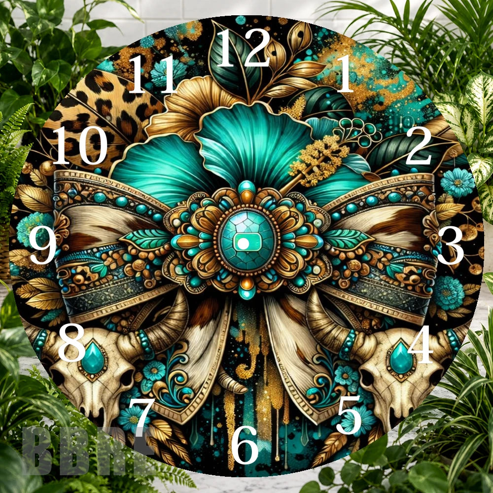 Turquoise Floral Clock Sublimation Wrap,