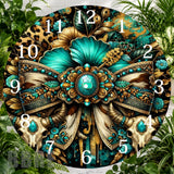 Turquoise Floral Clock Sublimation Wrap,