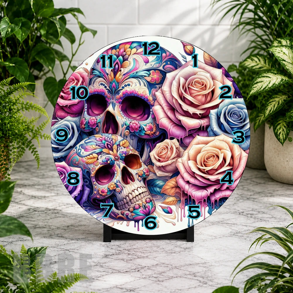 Floral Skull 7 Clock Mockup,