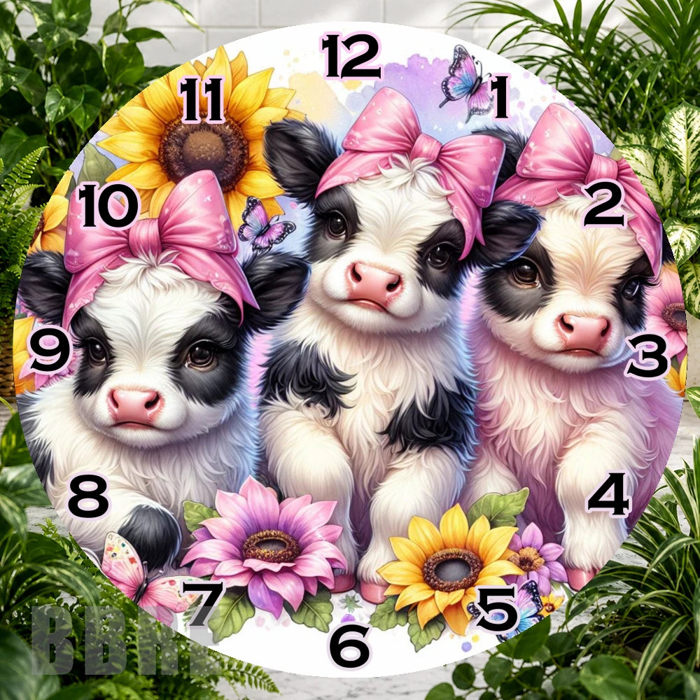Cow Trio Clock Sublimation Wrap,