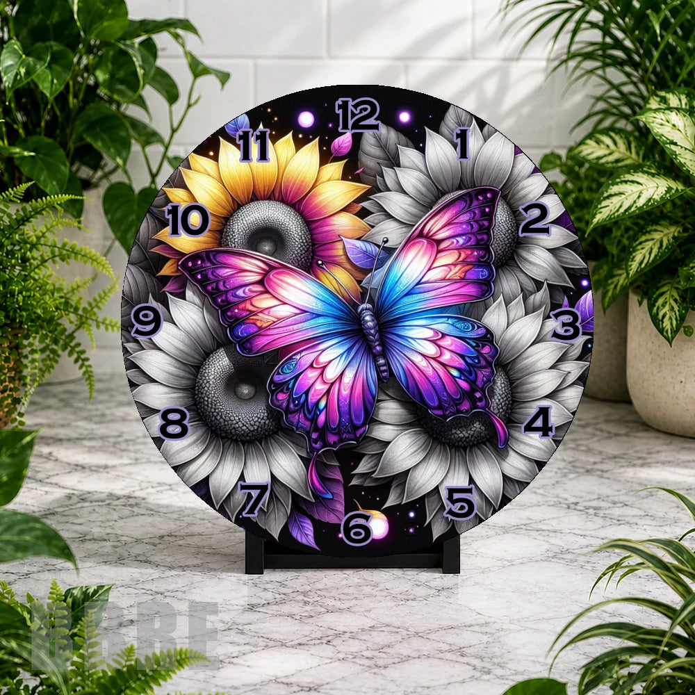 Butterfly Sunflowers Clock Mockup,