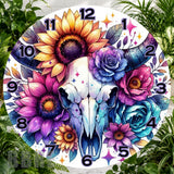 Floral Skull 4 Clock Sublimation Wrap,