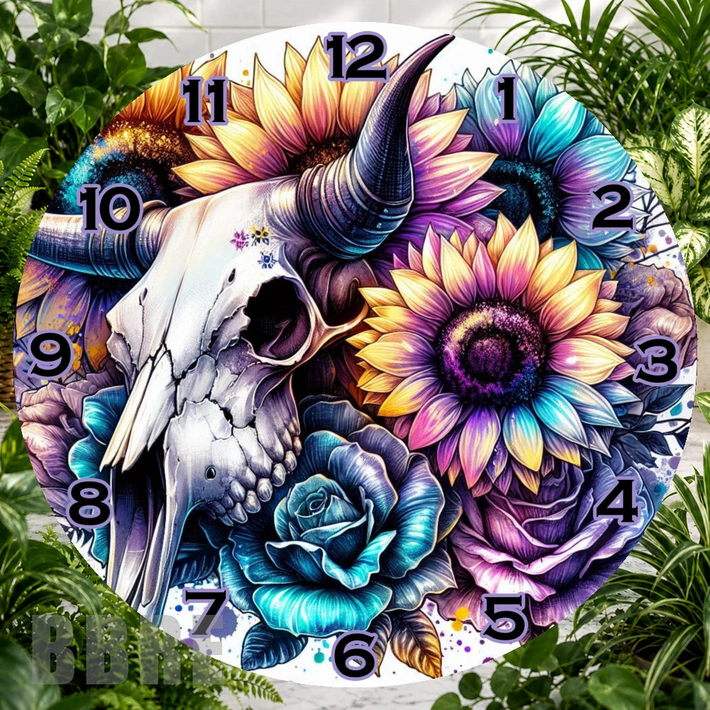 Floral Skull 5 Clock Sublimation Wrap,