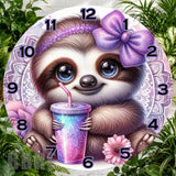 Cute Sloth Clock Sublimation Wrap,