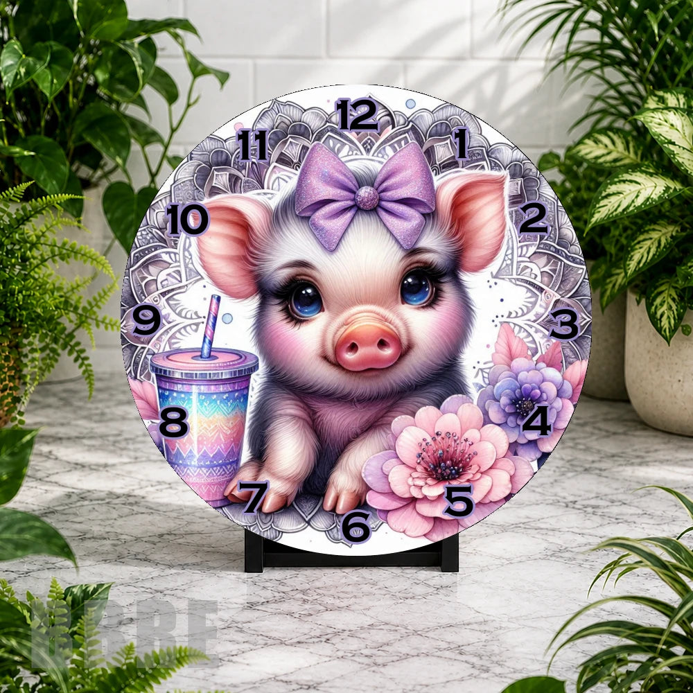 Cute Piglet Clock Mockup,