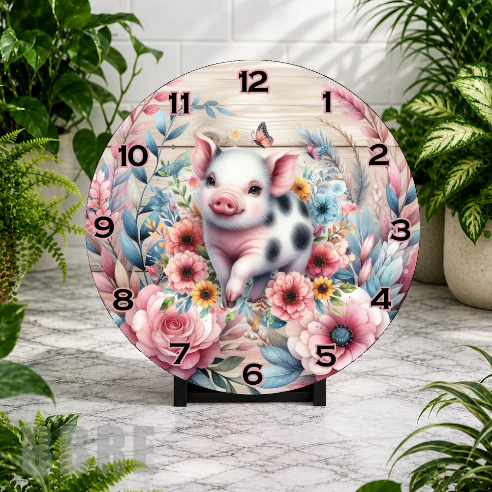 Floral Piglet Clock Mockup,