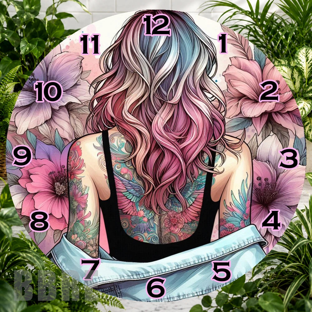 Floral Tattoo Clock Sublimation Wrap,
