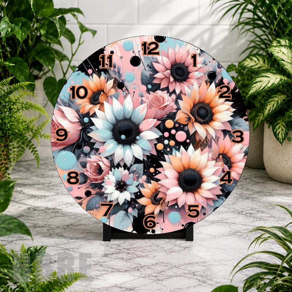 Floral Clock 4 Clock Mockup,