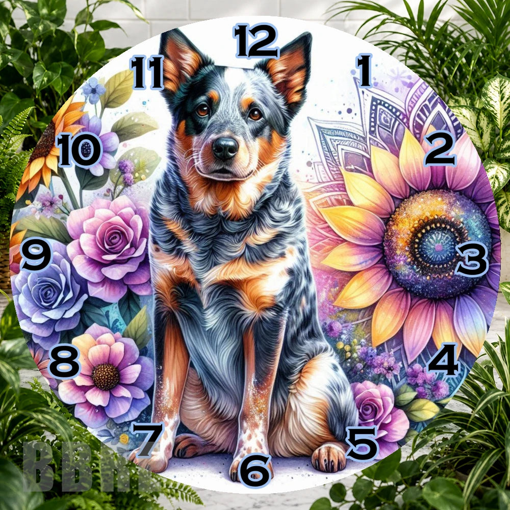 Floral Dog Clock Sublimation Wrap,