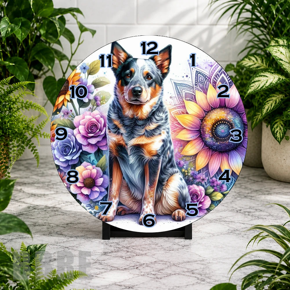 Floral Dog Clock Mockup,