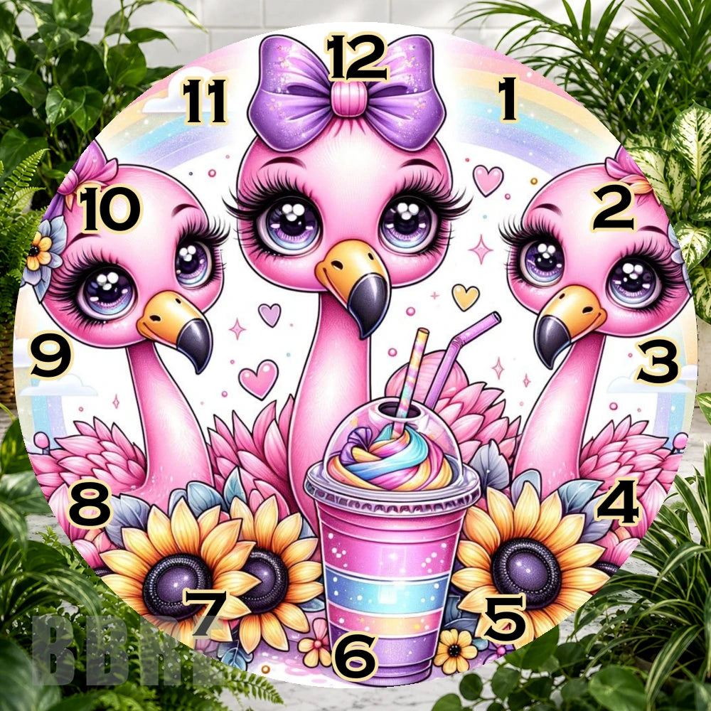 Flamingo Delight Clock Sublimation Wrap,