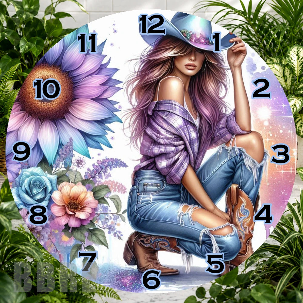 Floral Cowgirl Clock Sublimation Wrap,