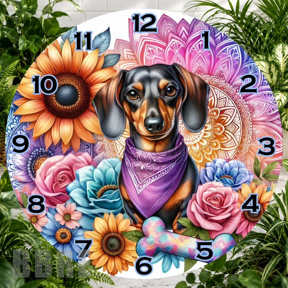 Floral Dachshund Clock Sublimation Wrap,