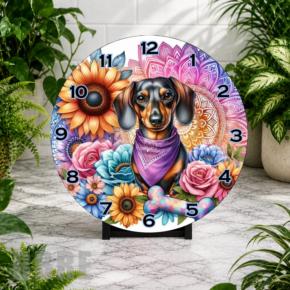 Floral Dachshund Clock Mockup,