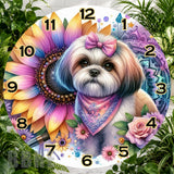 Floral Puppy Clock Sublimation Wrap,