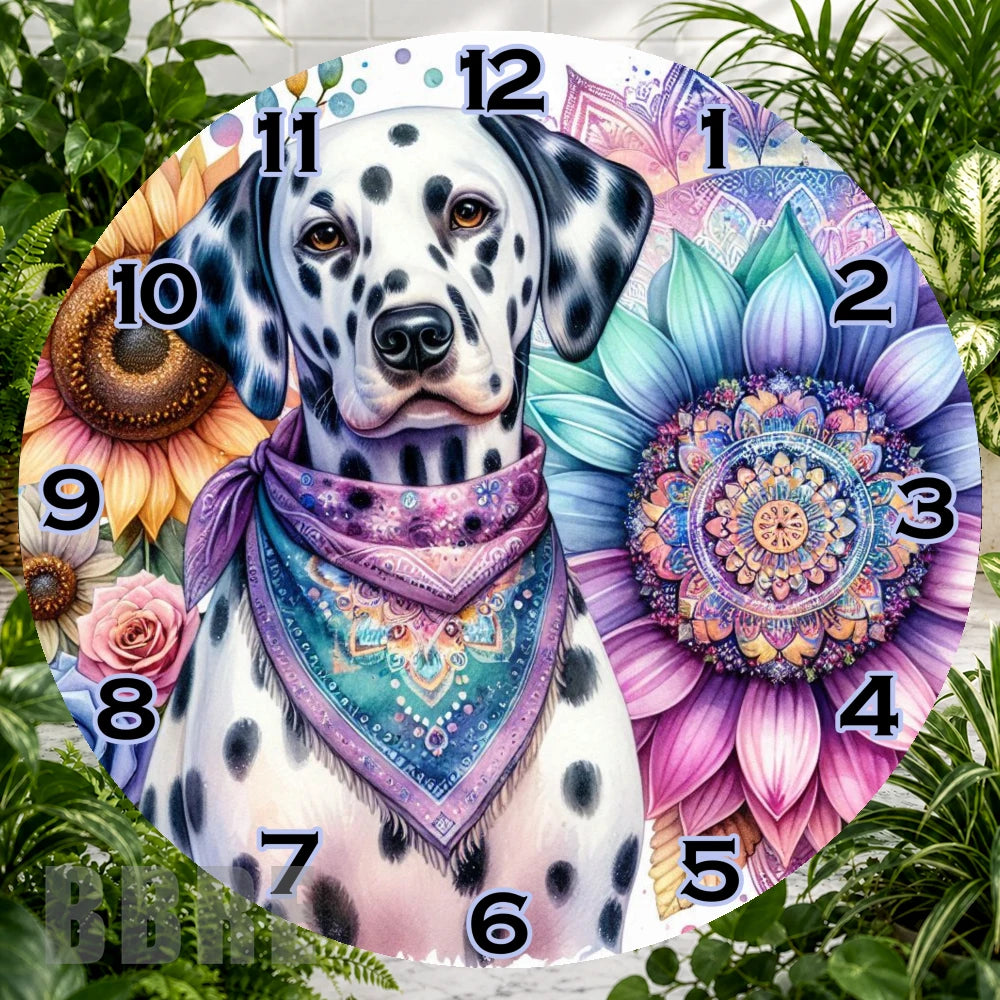 Dalmatian Floral Clock Sublimation Wrap,