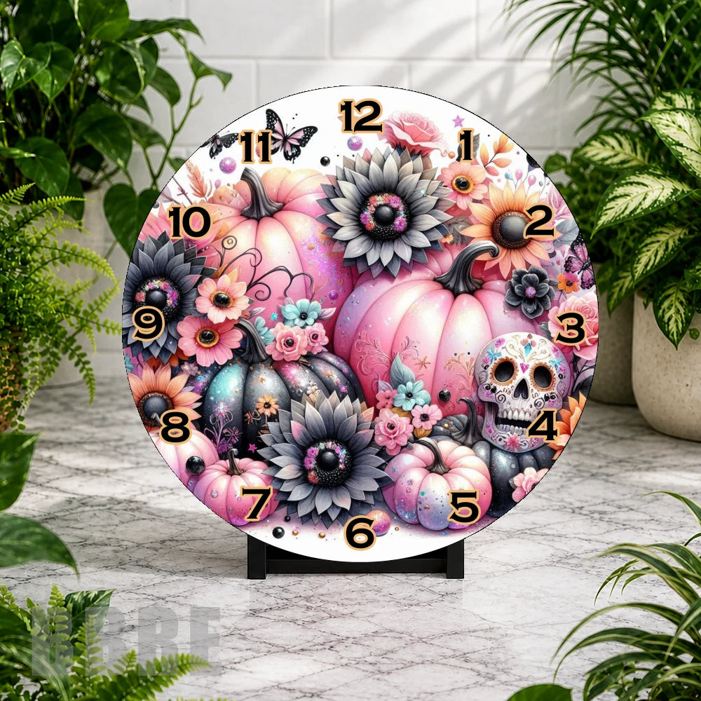 Floral Pumpkin Clock Mockup,