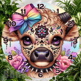 Floral Cow Clock Sublimation Wrap,