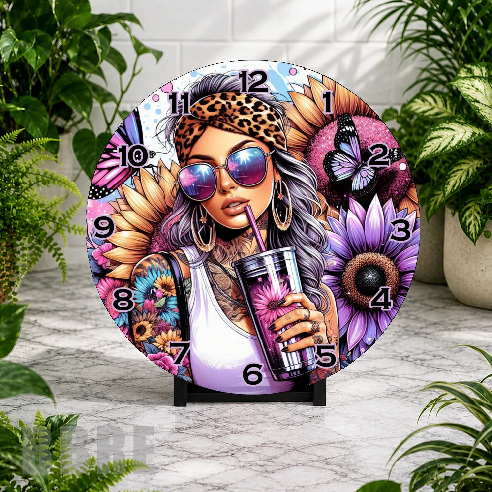 Floral Goddess Clock Mockup,