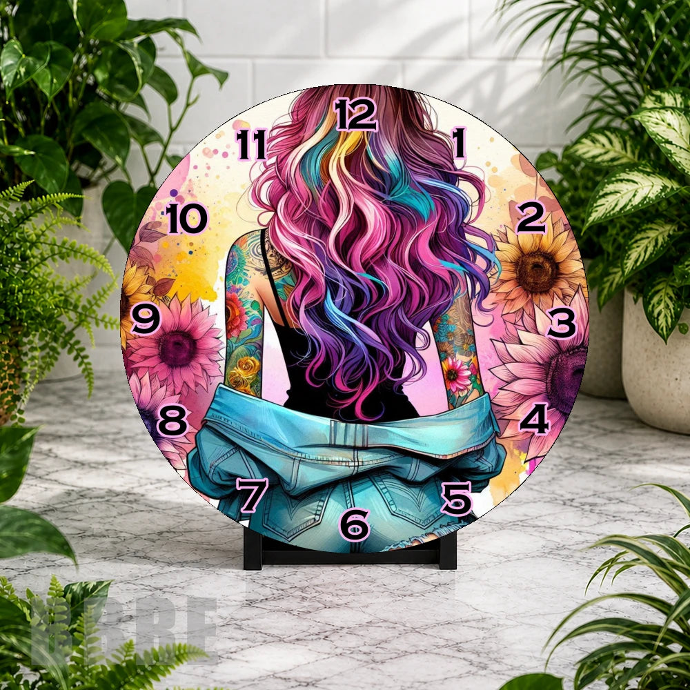 Colorful Hair Clock Mockup,