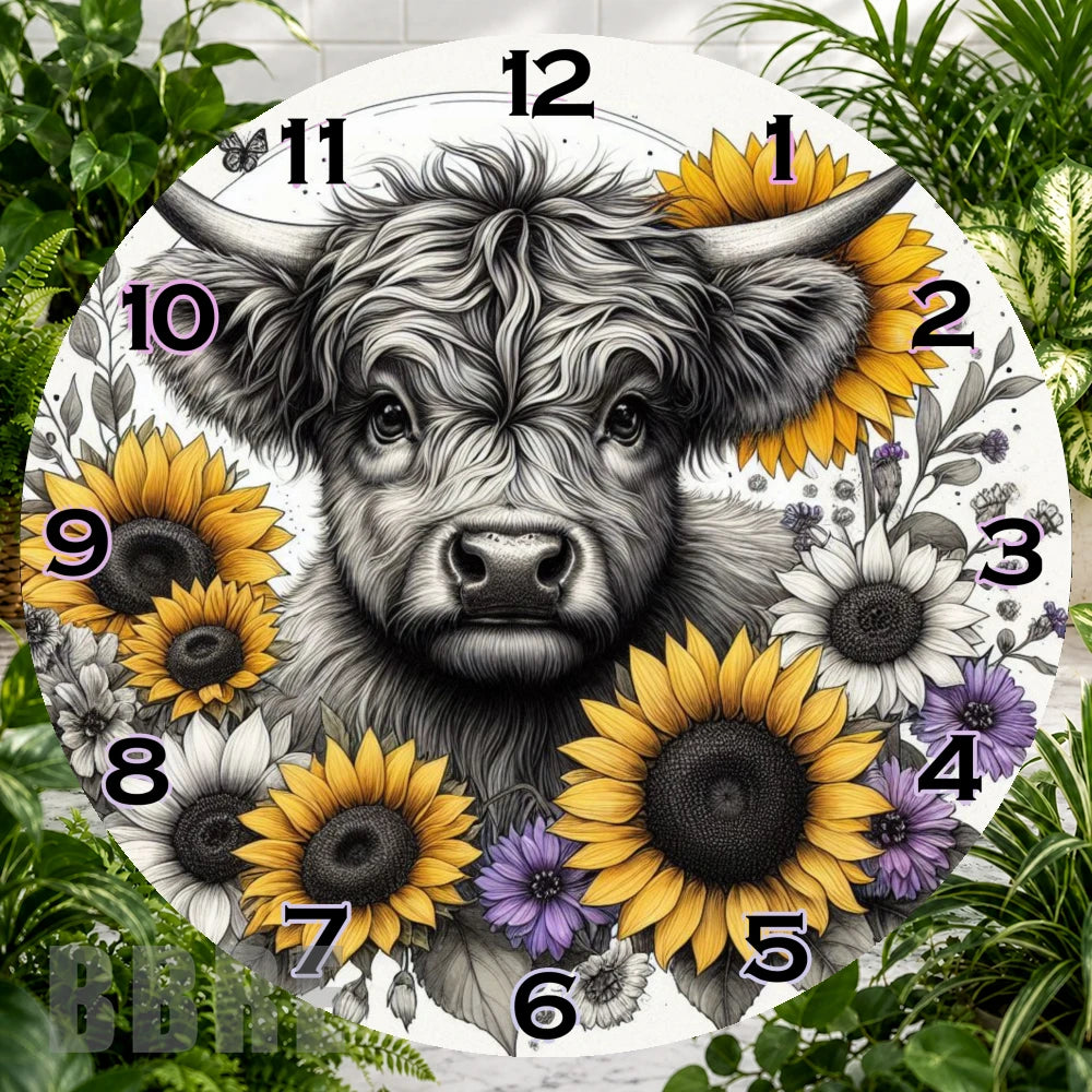 Highland Cow 2 Clock Sublimation Wrap,