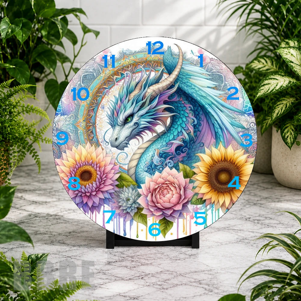 Dragon Floral Clock Mockup,
