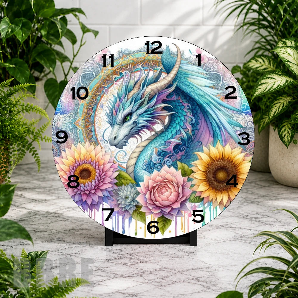 Dragon Floral 2 Clock Mockup,