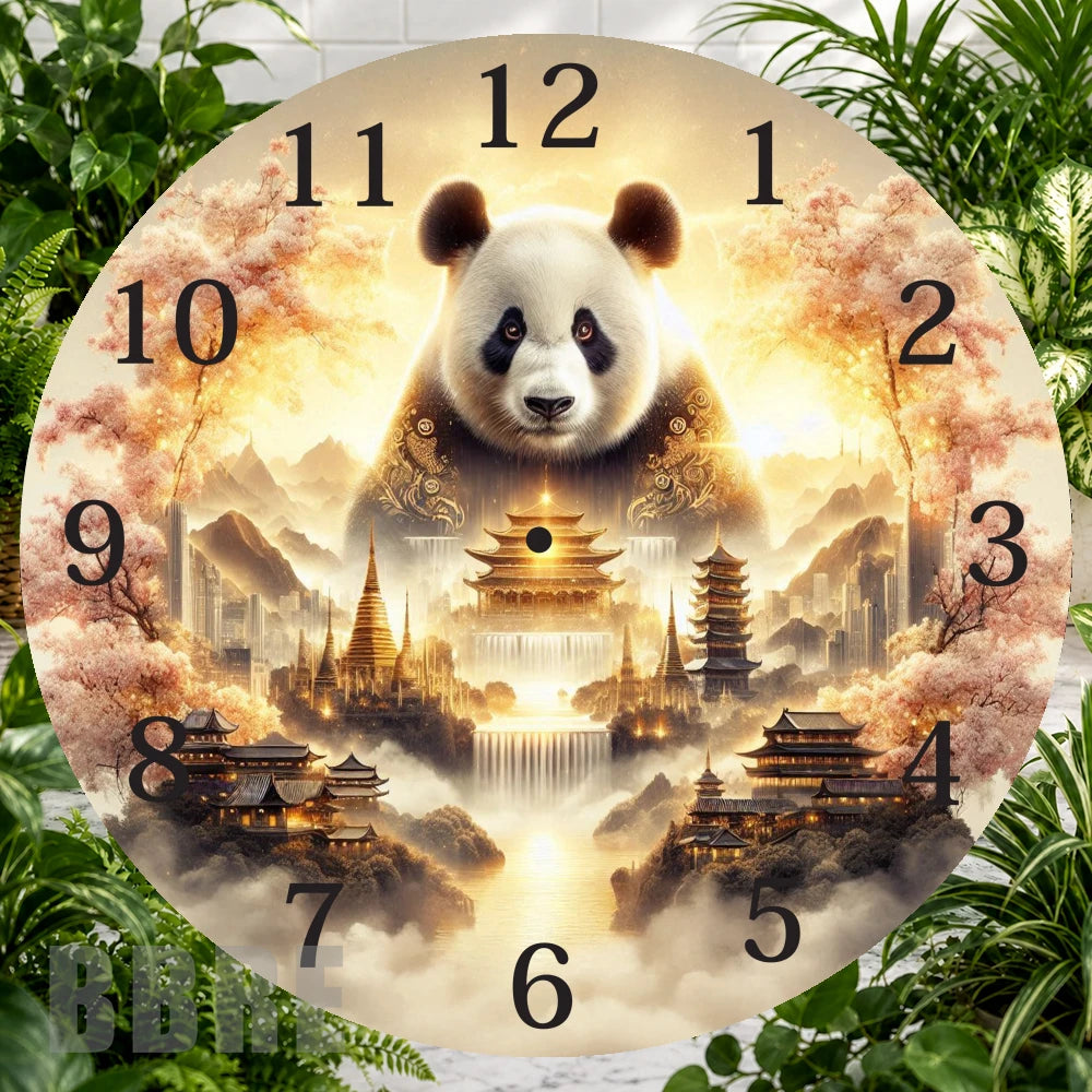 Panda Landscape Clock Sublimation Wrap,