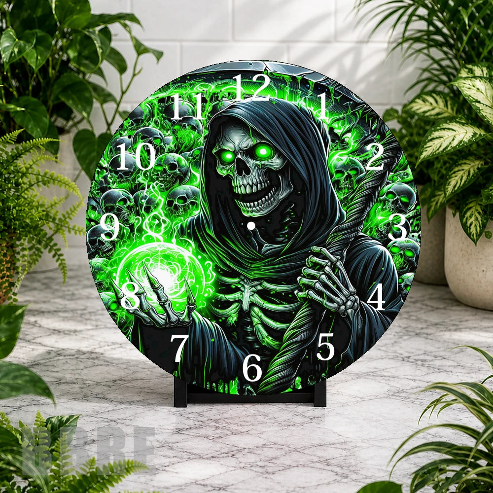 Green Grim Reaper Clock Mockup,