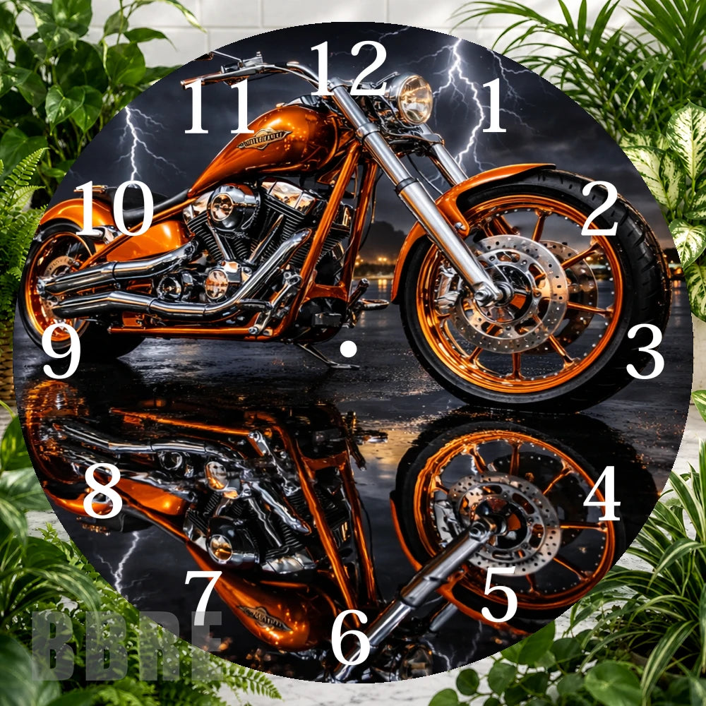 Orange Motorcycle Clock Sublimation Wrap,