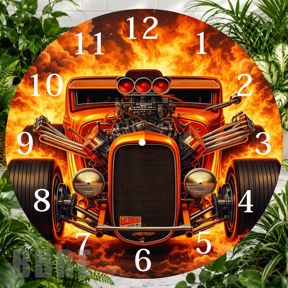 Flaming Hot Rod Clock Sublimation Wrap,